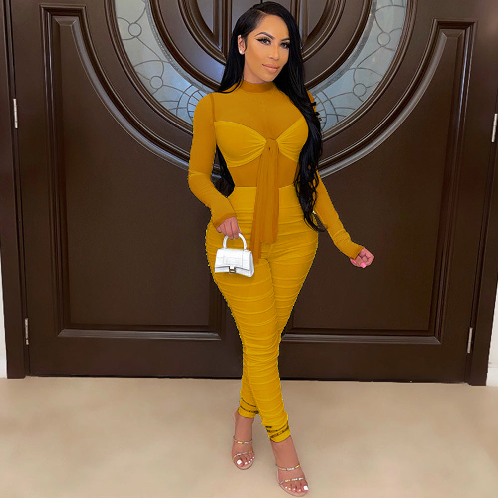 Women Clothing Jumpsuit Women Autumn Sexy Mesh Women Clothing One Piece Trousers Wanita Store
