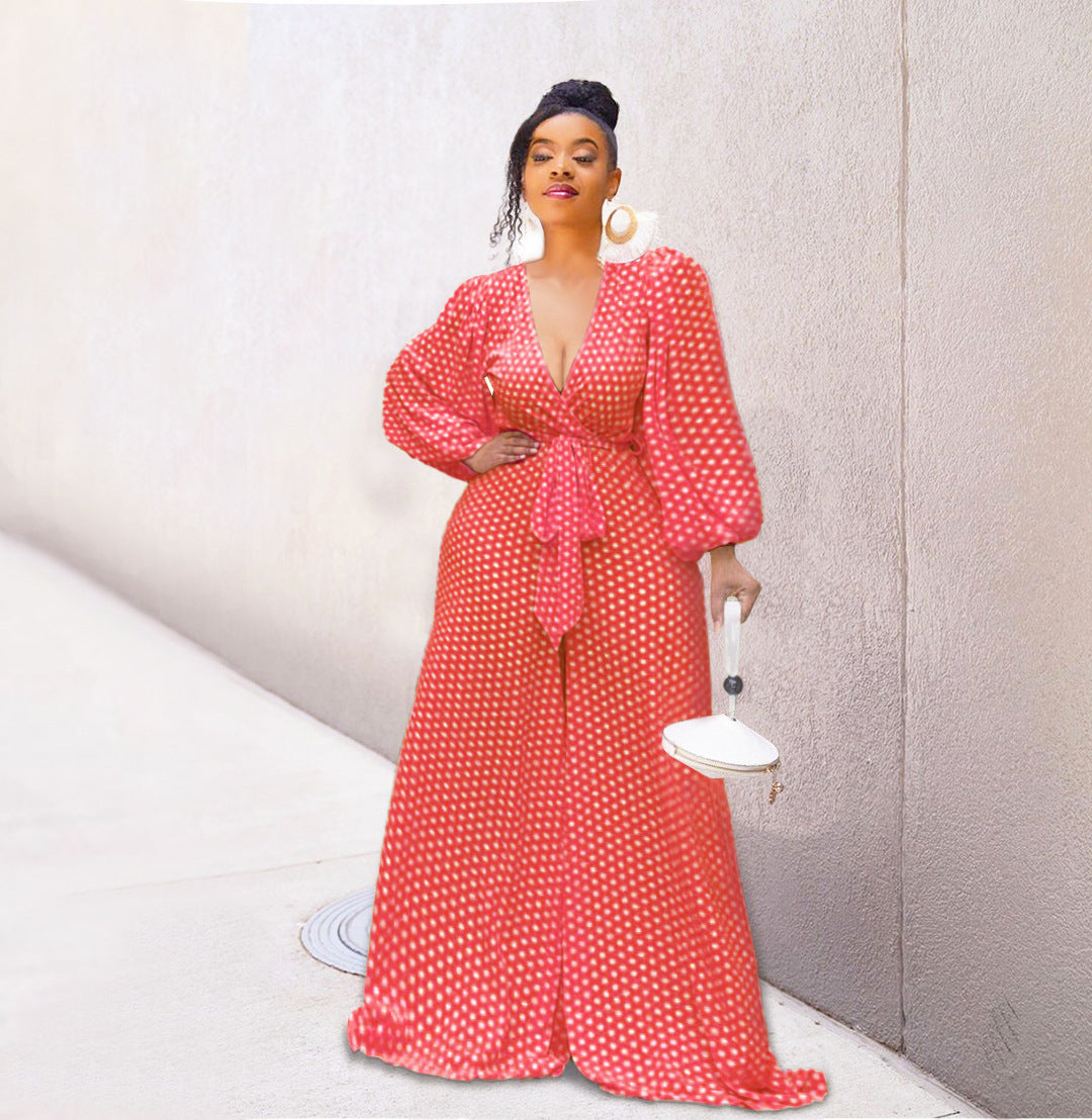 Unwritten Style — Scarlet Spotlight Polka Dot Jumpsuit eprolo