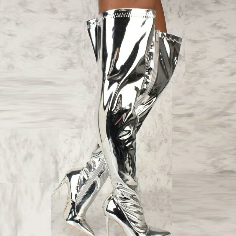 🪩 UnWritten Mirror Effect Metallic Knee-High Boots eprolo