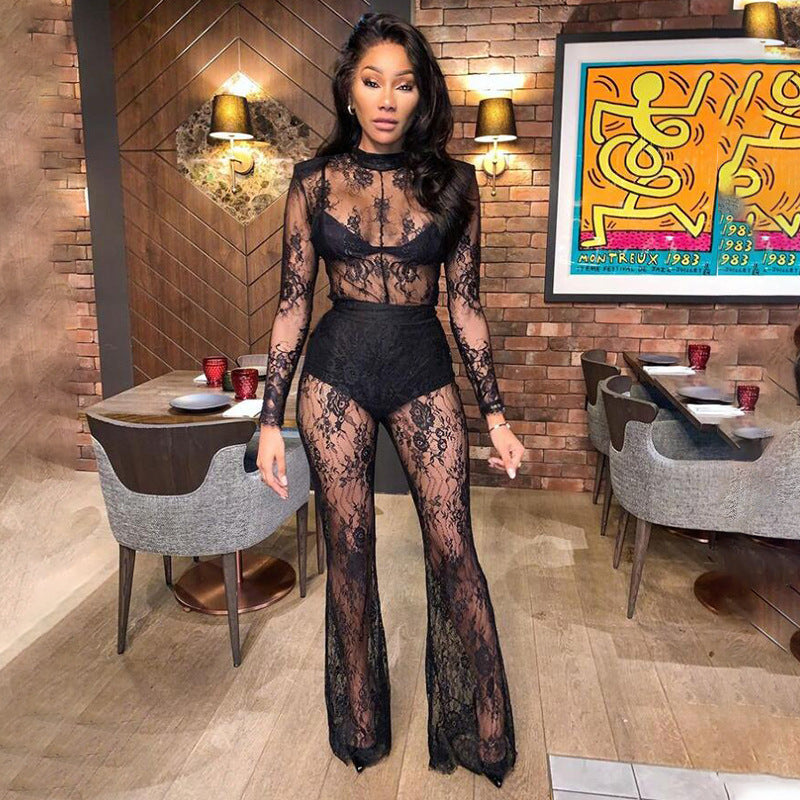 Lace See Through Sexy Nightclub Jumpsuit Wanita Store
