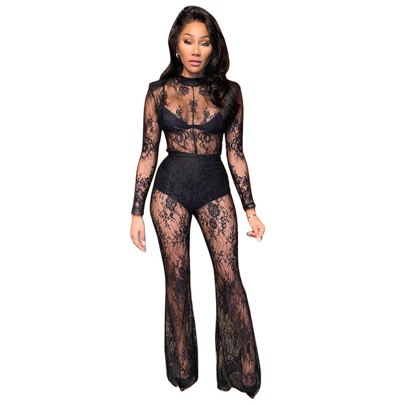 Lace See Through Sexy Nightclub Jumpsuit Wanita Store