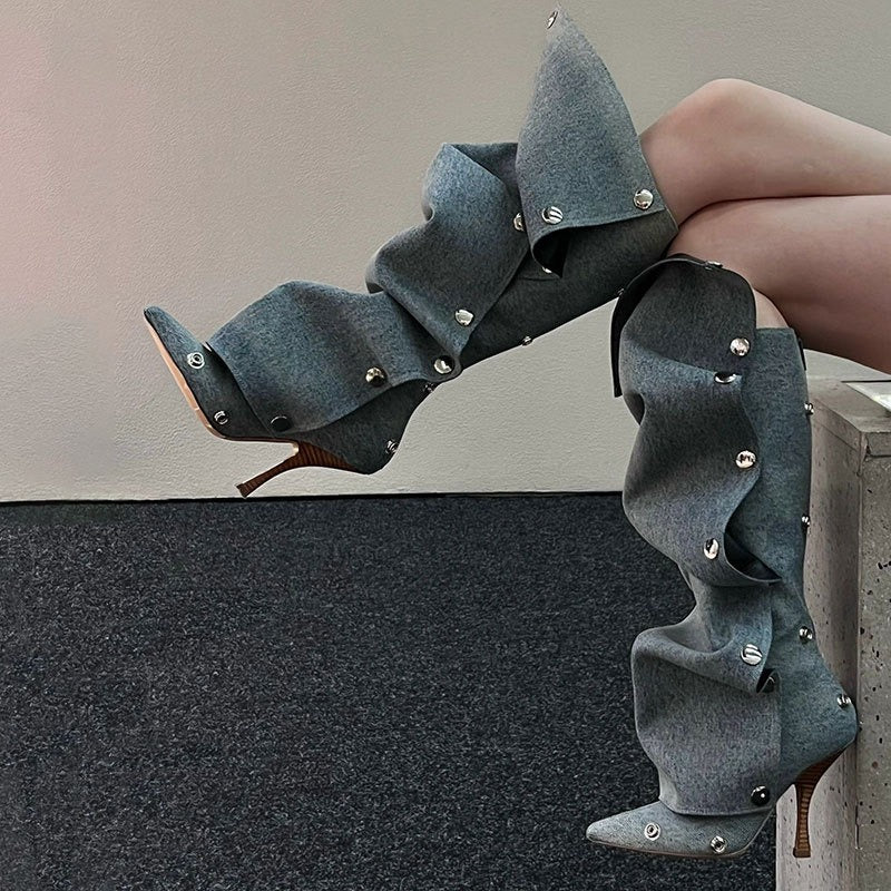 👢 Unwritten Style — Folded Attitude Studded Boots eprolo