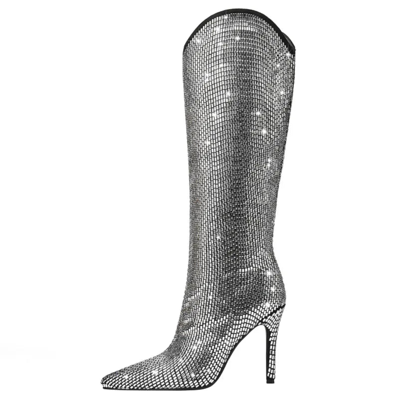 ✨ UnWritten Spotlight Rhinestone Knee-High Boots eprolo