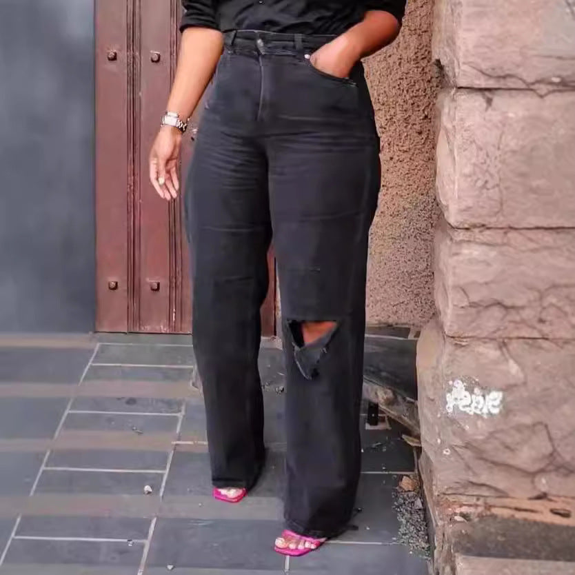 Unwritten Style – After Hours Distressed Wide-Leg Jeans eprolo