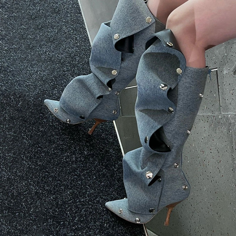 👢 Unwritten Style — Folded Attitude Studded Boots eprolo