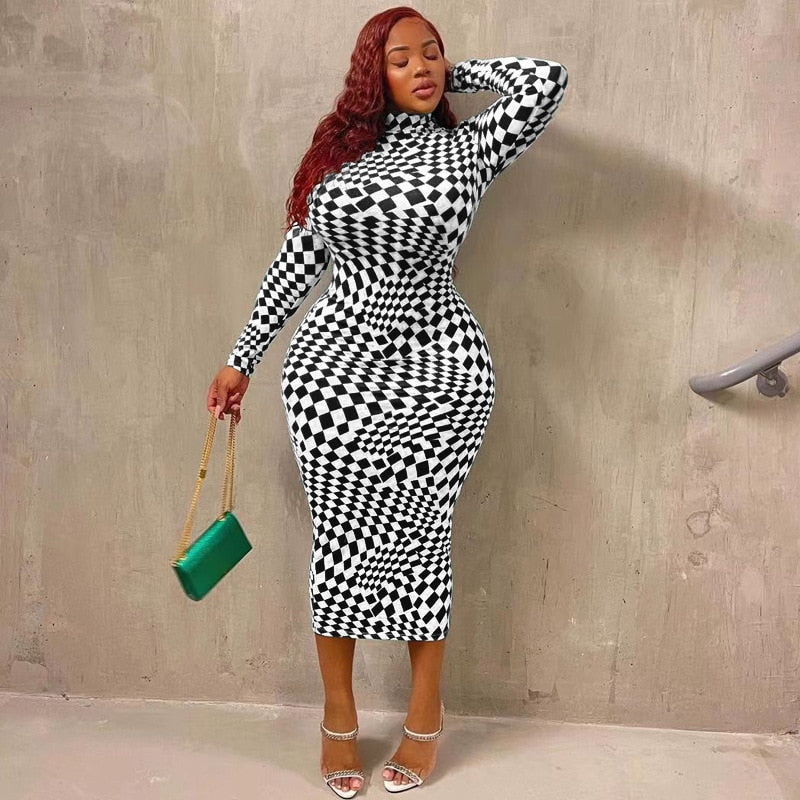 Unwritten Style — Checkered Illusion Midi Dress eprolo