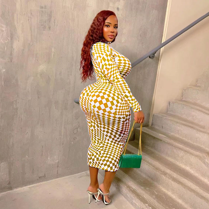Unwritten Style — Checkered Illusion Midi Dress eprolo