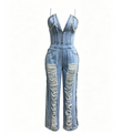 👖 Unwritten Style — Rebel Luxe Distressed Denim Jumpsuit eprolo