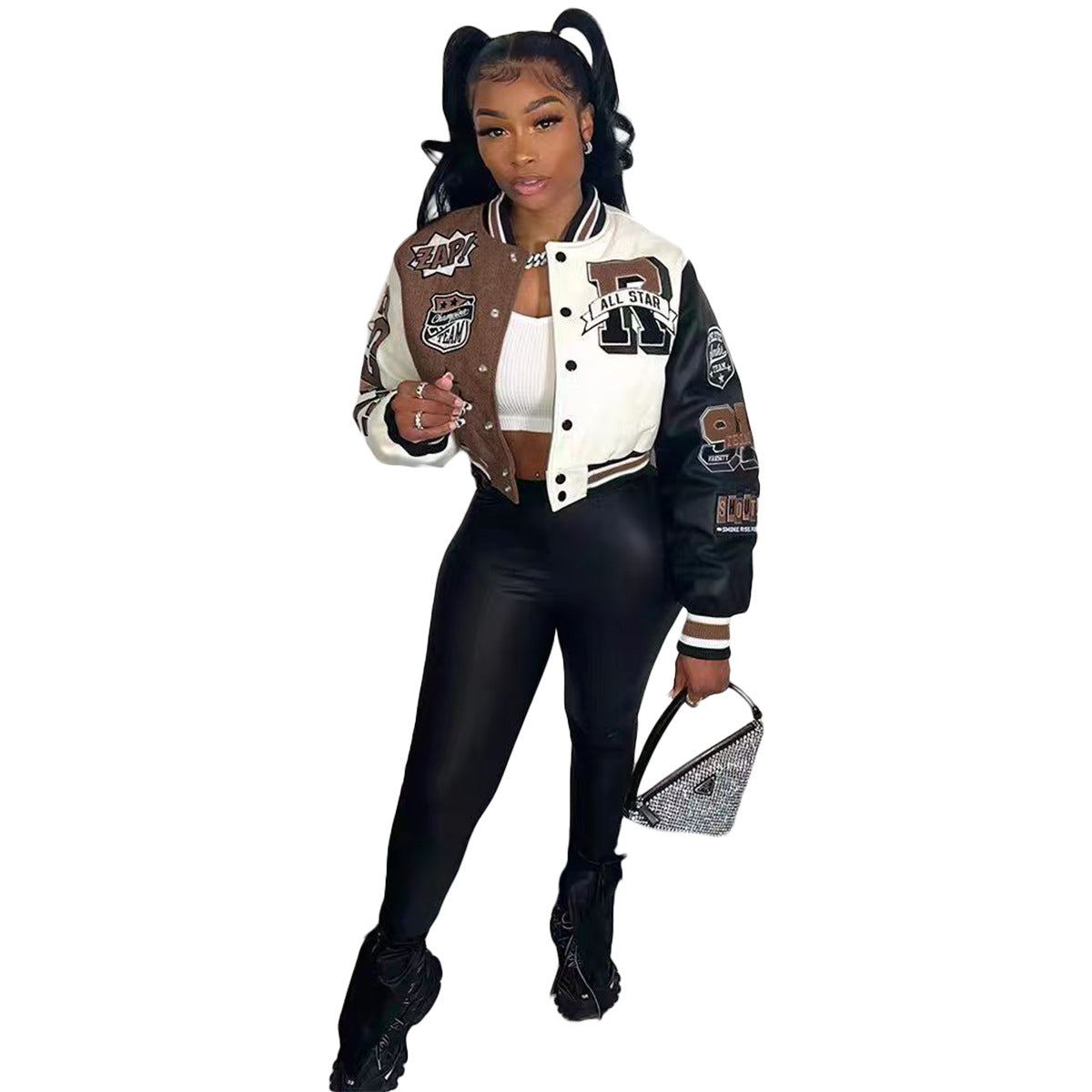 UnWritten Style — Patchwork Cropped Varsity Jacket eprolo