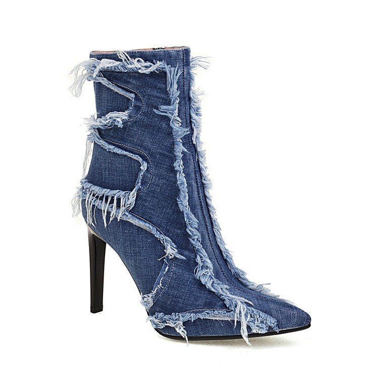 Unwritten Style | Denim After Dark Stiletto Boots 👢💙 eprolo