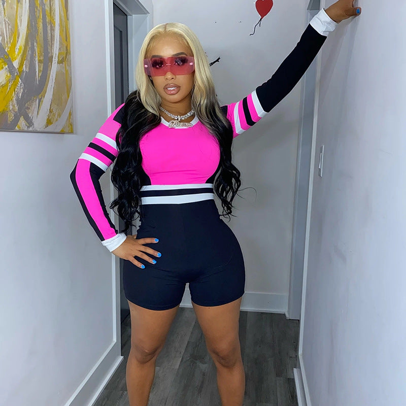 Unwritten Style — Varsity Curves Colorblock Romper eprolo