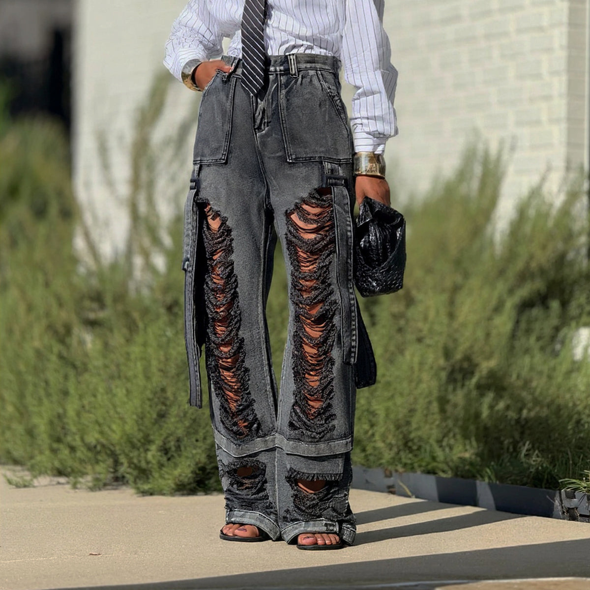 Unwritten Style – Rebel Utility Distressed Wide-Leg Jeans eprolo
