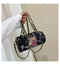Cartoons Graffiti Cylindrical Pu Leather Zipper Crossbody Bags For Women Fashion Chain Shoulder Handbags And Purses Lady eprolo