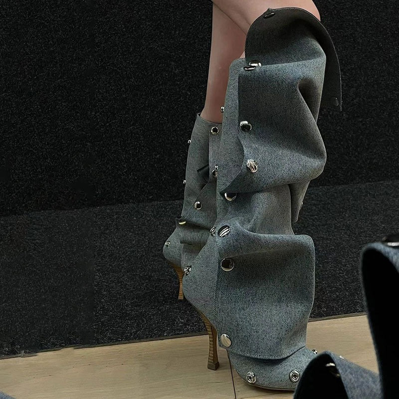 👢 Unwritten Style — Folded Attitude Studded Boots eprolo
