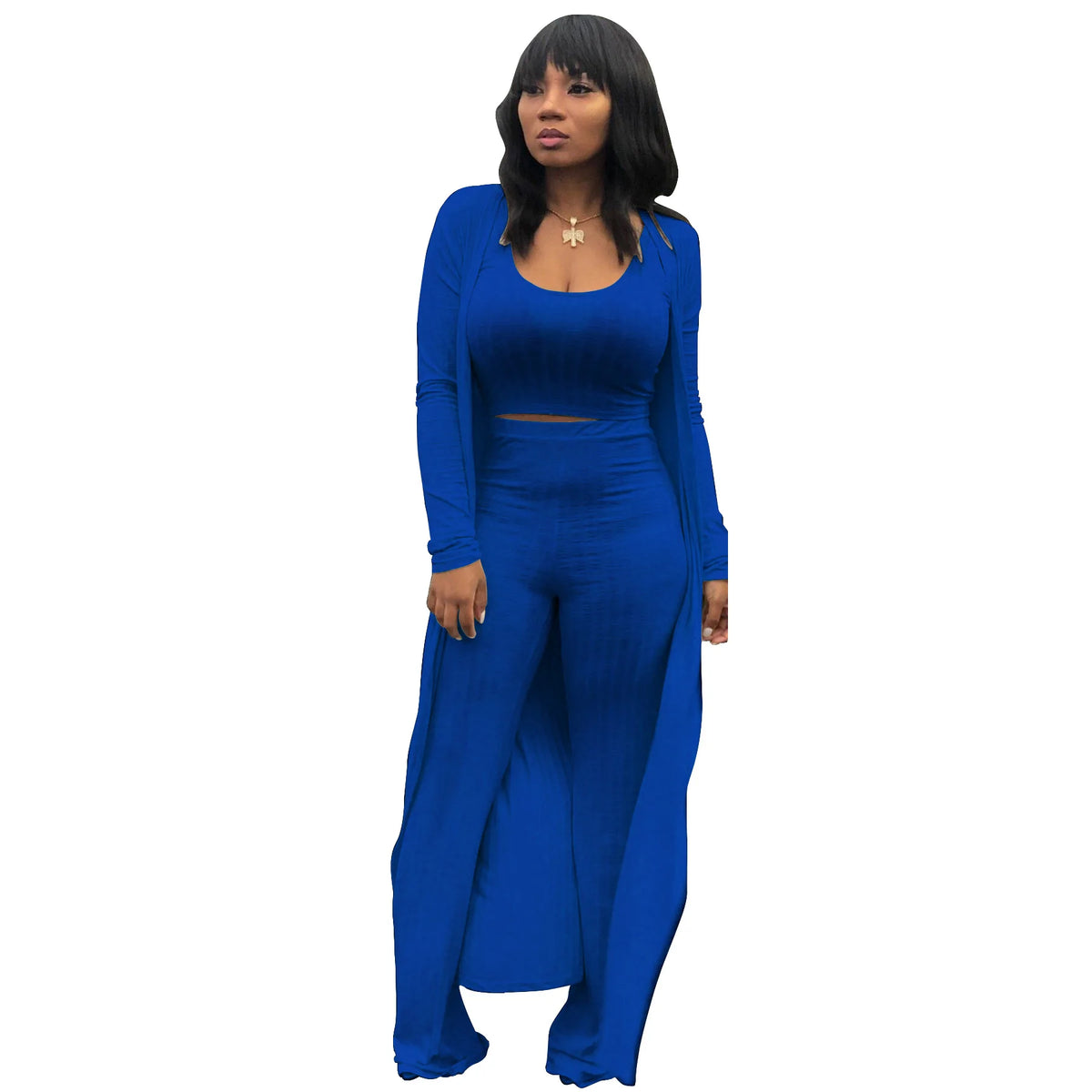 Sexy Women 3 Piece Outfits Crop Top With Long Coat Womens Clothing Outfit Ladies Tracksuits Ensemble Vetement Feme-17
