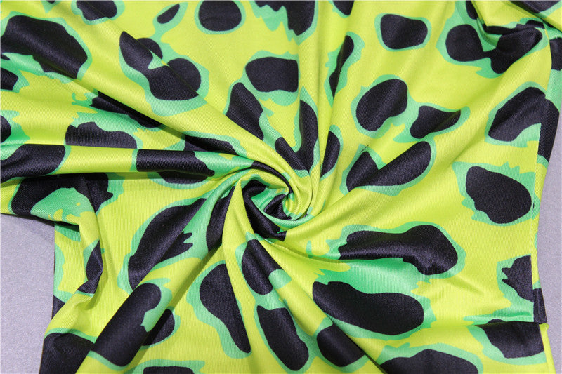 Women Long Sleeve Leopard Skin Prinetd Bodysuit Sexy Neon Green Streetwear Jumpsuit nowadaysfashion