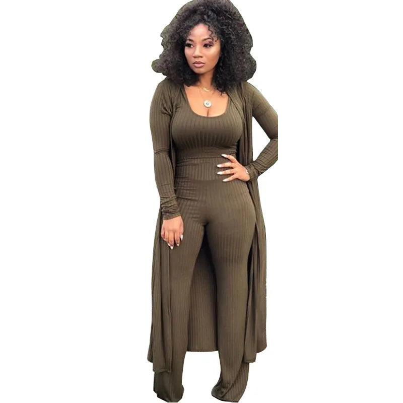 Sexy Women 3 Piece Outfits Crop Top With Long Coat Womens Clothing Outfit Ladies Tracksuits Ensemble Vetement Feme-13