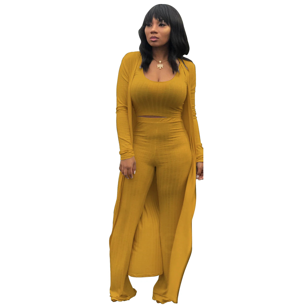 Sexy Women 3 Piece Outfits Crop Top With Long Coat Womens Clothing Outfit Ladies Tracksuits Ensemble Vetement Feme-9