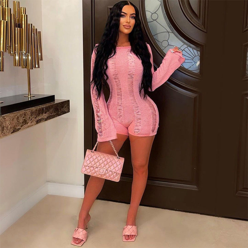 Women Sexy Plaid Short Sleeve Collared Tight Jumpsuit Sexy Knitted Short Romper Wanita Store