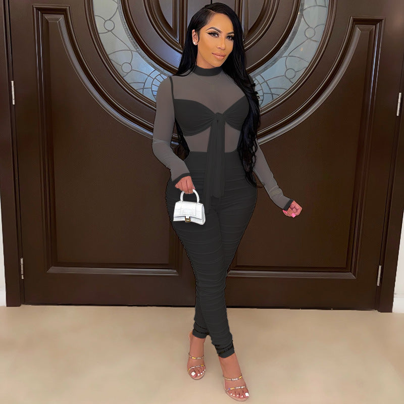 Women Clothing Jumpsuit Women Autumn Sexy Mesh Women Clothing One Piece Trousers Wanita Store