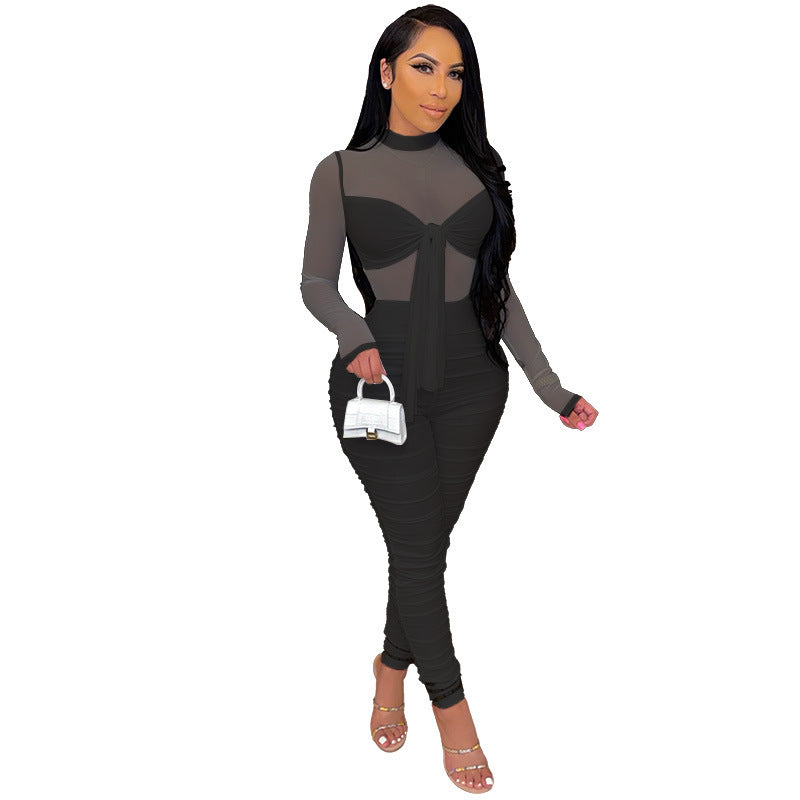 Women Clothing Jumpsuit Women Autumn Sexy Mesh Women Clothing One Piece Trousers Wanita Store