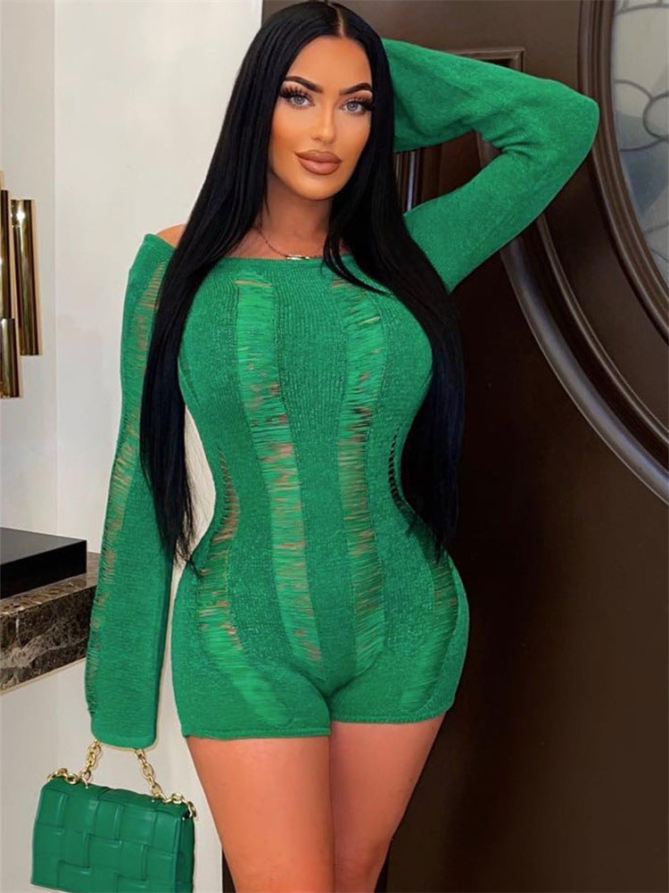 Women Sexy Plaid Short Sleeve Collared Tight Jumpsuit Sexy Knitted Short Romper Wanita Store