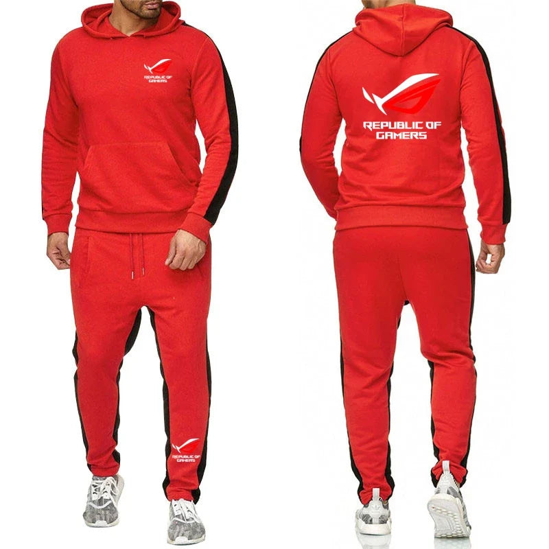 UnWritten - Men's Fleece Tracksuit: Solid Color Jogger Set THRIXINE
