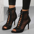🖤 UnWritten Style Midnight Mesh Lace-Up Heels Ladyez