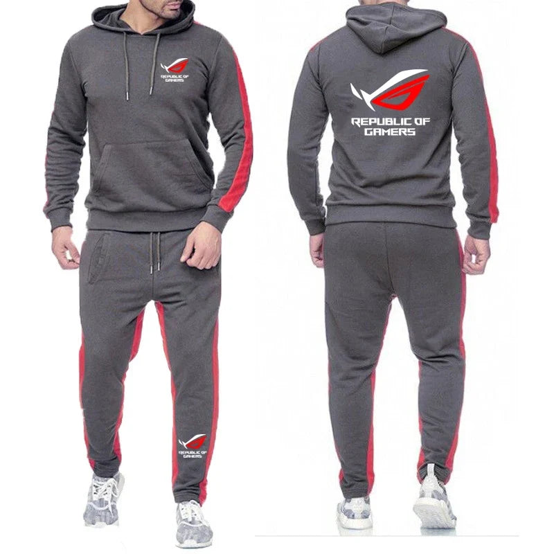 UnWritten - Men's Fleece Tracksuit: Solid Color Jogger Set THRIXINE