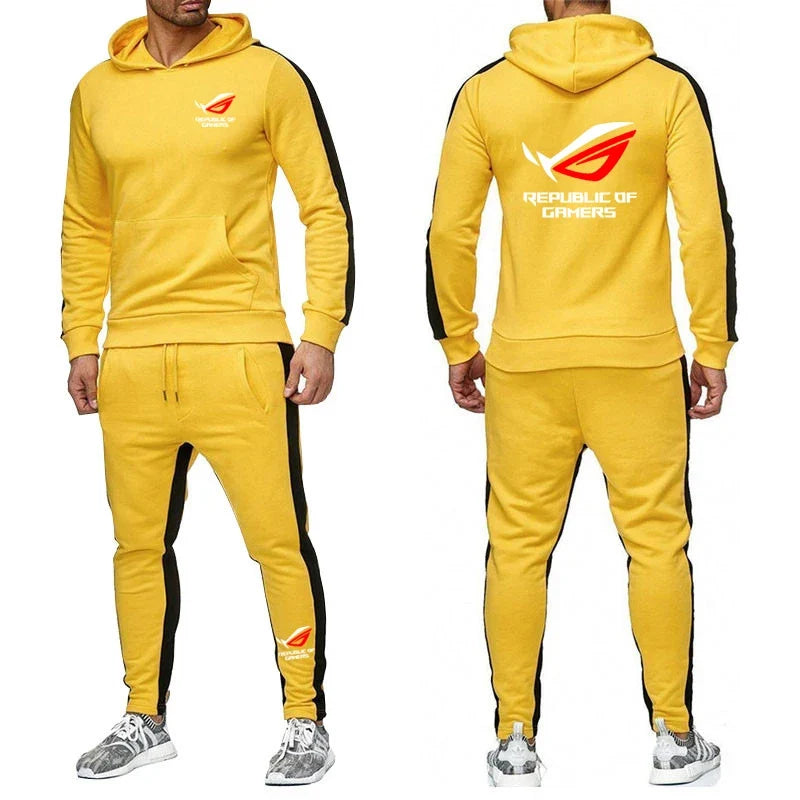 UnWritten - Men's Fleece Tracksuit: Solid Color Jogger Set THRIXINE