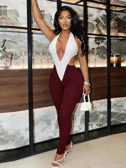 Unwritten After Hours Plunge Jumpsuit Rose In Concrete 🥀