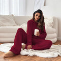 Solid Color Hooded Knitted Lounge Set for Women – Autumn Winter Two-Piece Outfit - # GIAA23910007 Yo KIDZ LLC